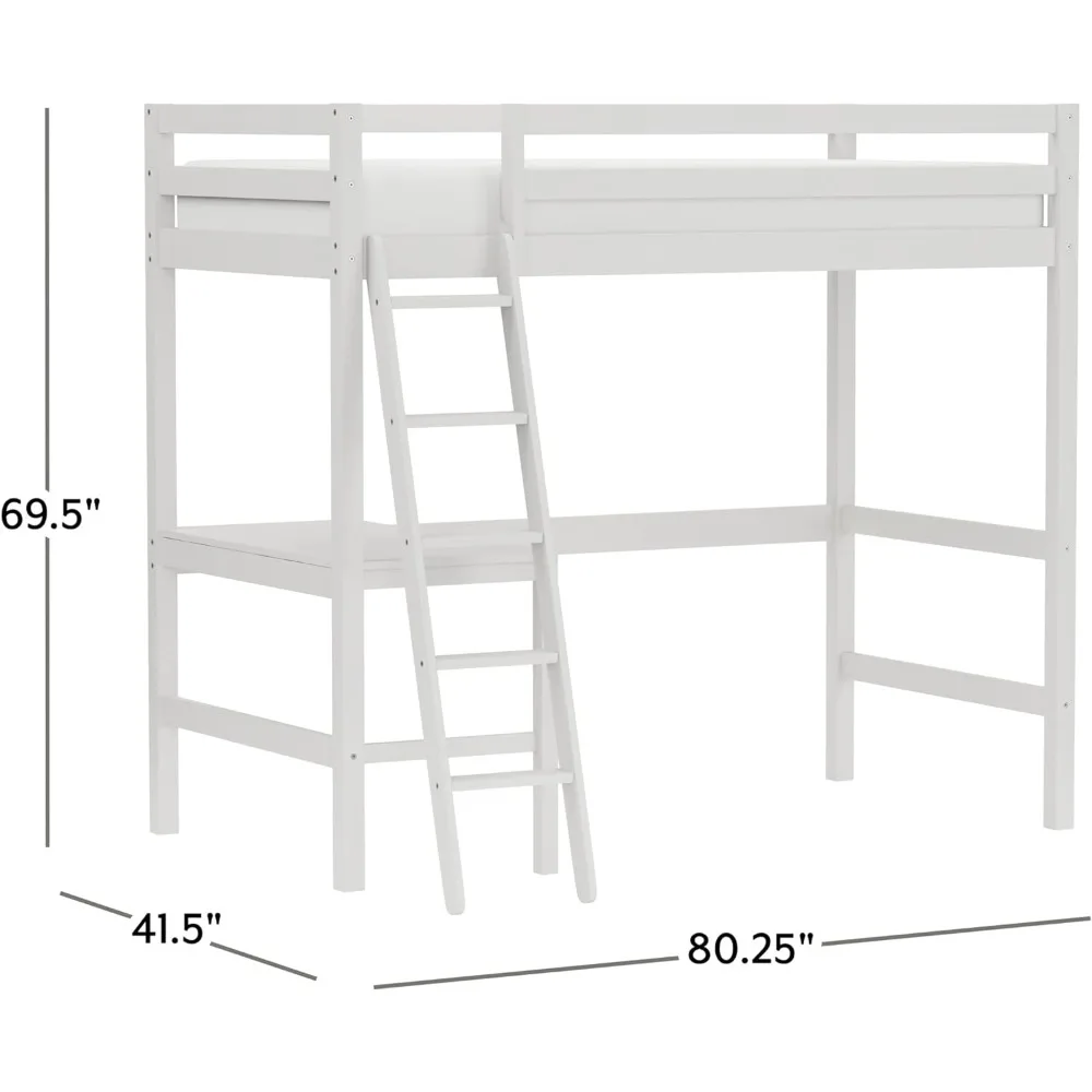 Caspian Youth Solid Wood Twin Loft Bed for Kids Room, White