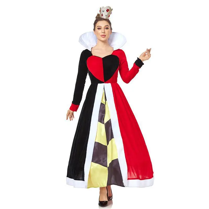 Loween Cosplay Alice no País das Maravilhas Rainha Vermelha Role-plang Roupas Femininas Tradicional Étnicas Desempenho de Palco Dre...