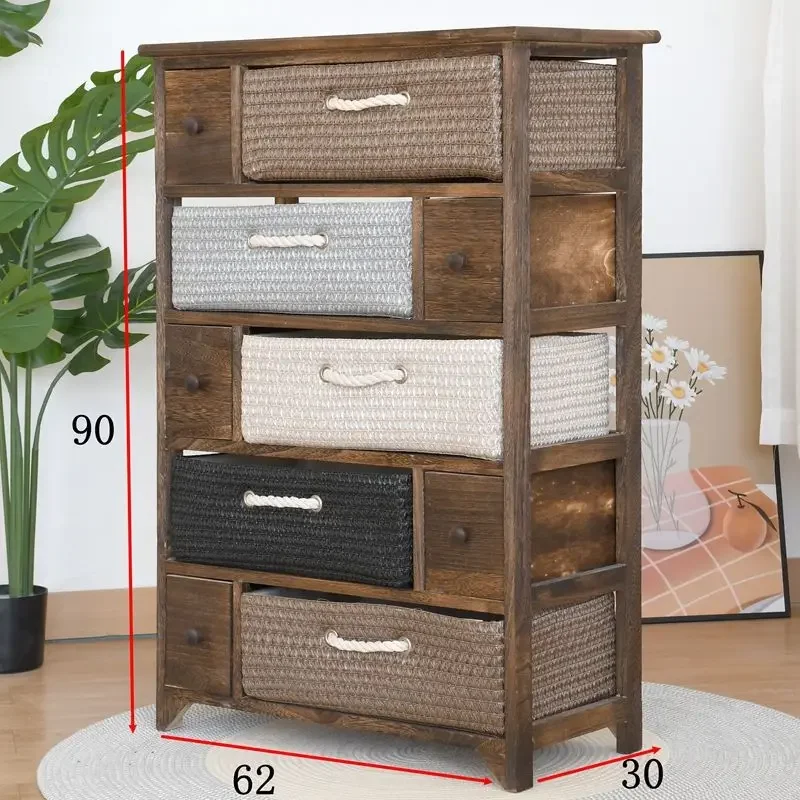 طاولة بجانب السرير بسيطة من الخشب الصلب، طاولة بجانب السرير لغرفة النوم البسيطة، خزانة تخزين قديمة، خزانة دلو، خزانة من الخيزران الرعوي