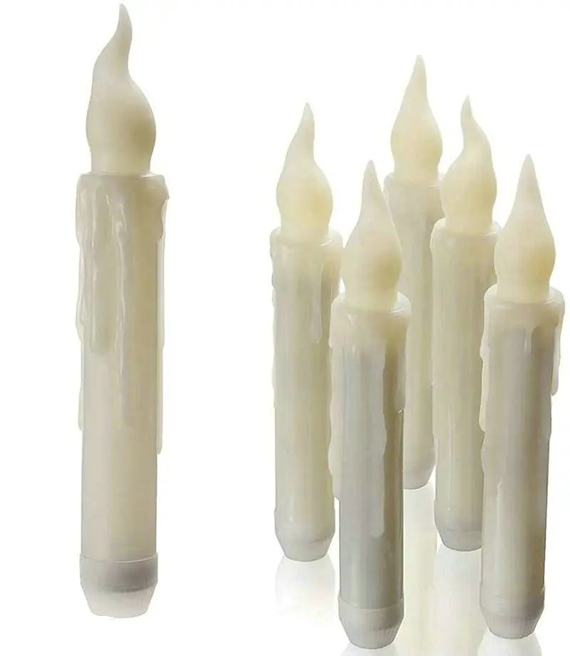 6/10/36/60pcs LED Taper Candle Battery Operated Candle Wax Dipped Flickering Electric Stick Candle Party Home Table Decoration