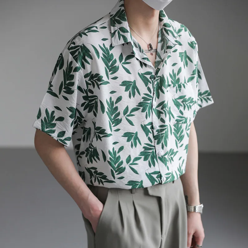 

Summer Short Sleeved Shirt Men Fashion Printed Casual Shirt Men Streetwear Korean Loose Floral Shirts Mens Hawaiian Shirts M-XL