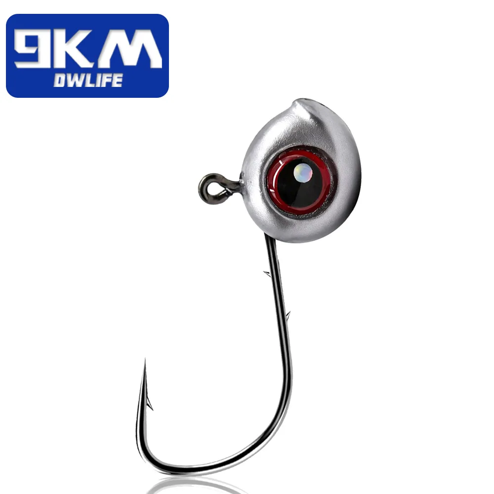 9KM 15 Stück Widerhaken-Jighaken 2,5g 3,5g 5g, T-Tail Soft Lure Angelhaken mit großem Öhr für Barsch