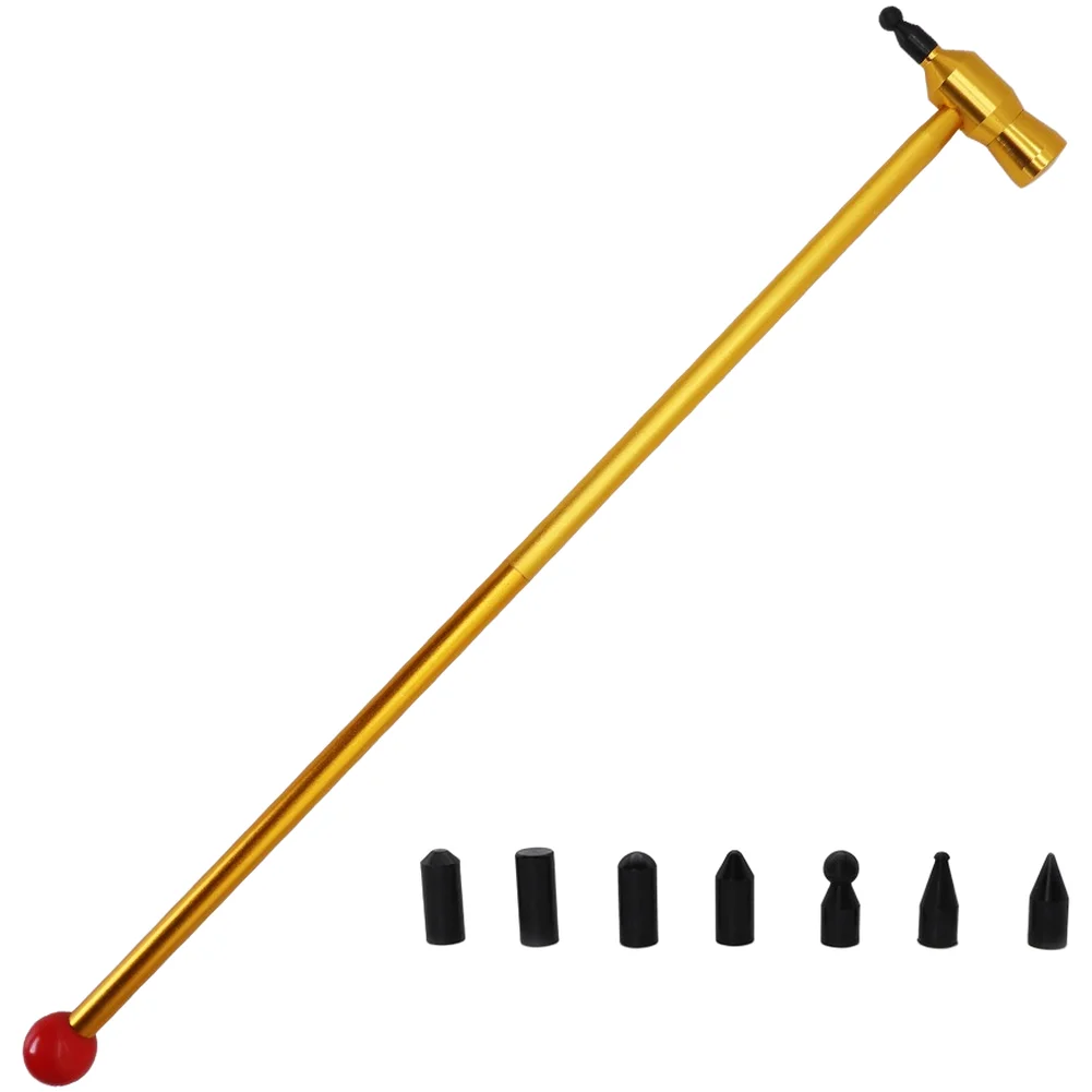 Car Body Dent Repair Tool Adjustable Aluminum Hammer with 7 Non-Marring Soft Rubber Tapping Heads for Hail Damage