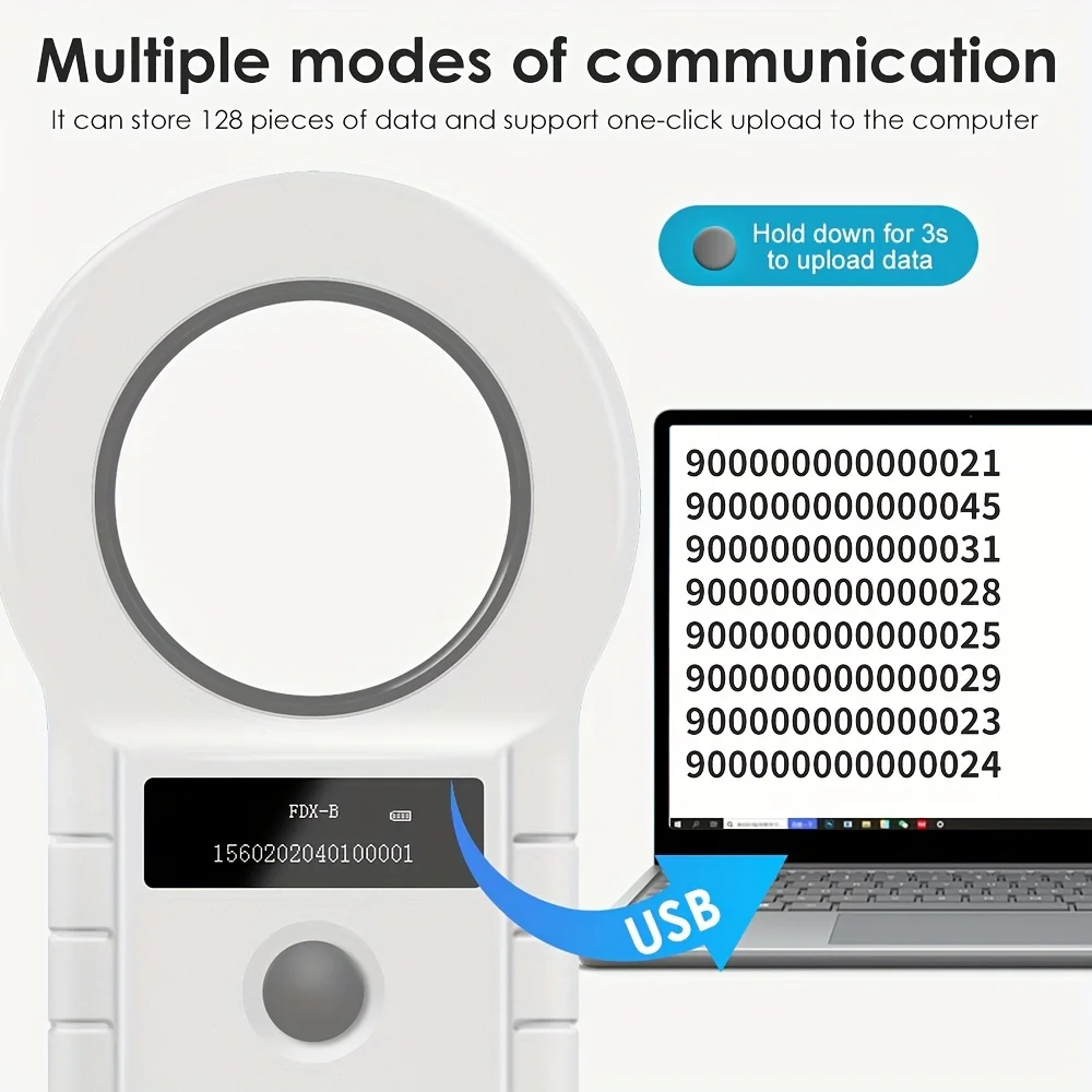 Bluetooth/USB Czytnik znaczników zwierząt Czytnik RFID Czytnik znaczników uszu Skaner chipów dla zwierząt Czytnik mikrochipów dla psów Kotów Krowi Owce