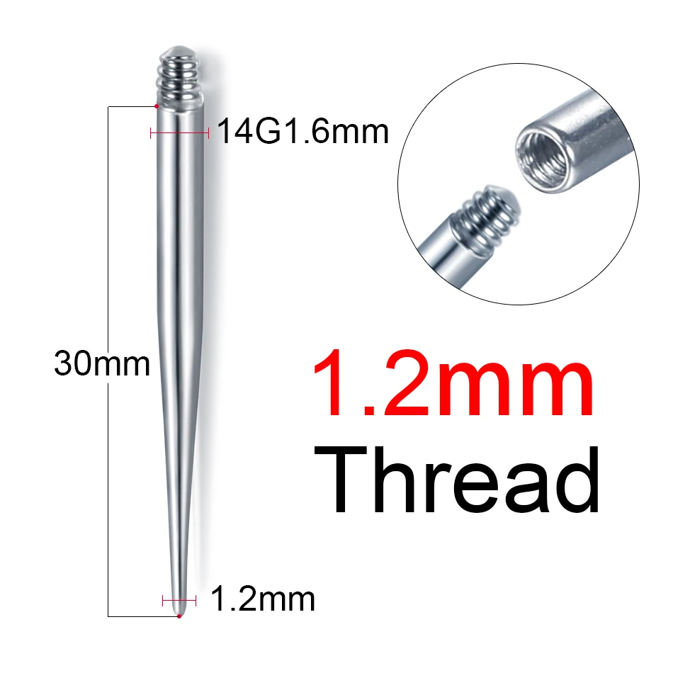 16G 14G Implant Titanium BodyPiercing Tool Internally & Externally Insertion Pin Taper for Labret Lip Dermal Navel Jewelry