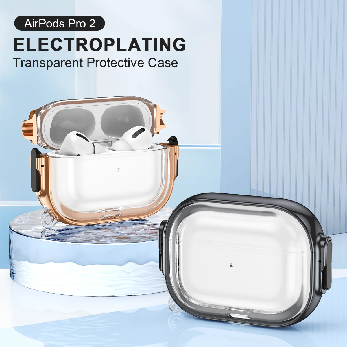 New transparent iphone airpods pro2 protective case iphone3 ear case Electroplated  iphone airpods2 buckle protective case