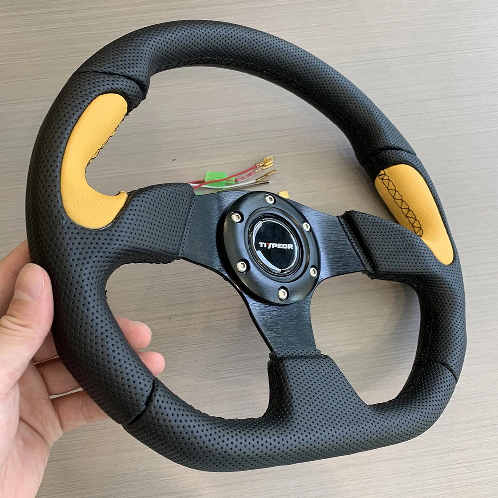 13 inches 320mm Universal  PVC Yellow Racing Sports Game Simulator Golf Steering Wheel