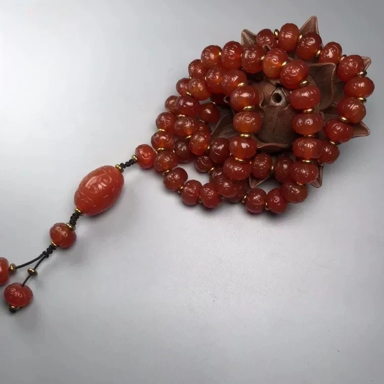 Natural jade agate paper bead necklace dzi bead abacus bead bracelet safety buckle chalcedony jade string sweater chain