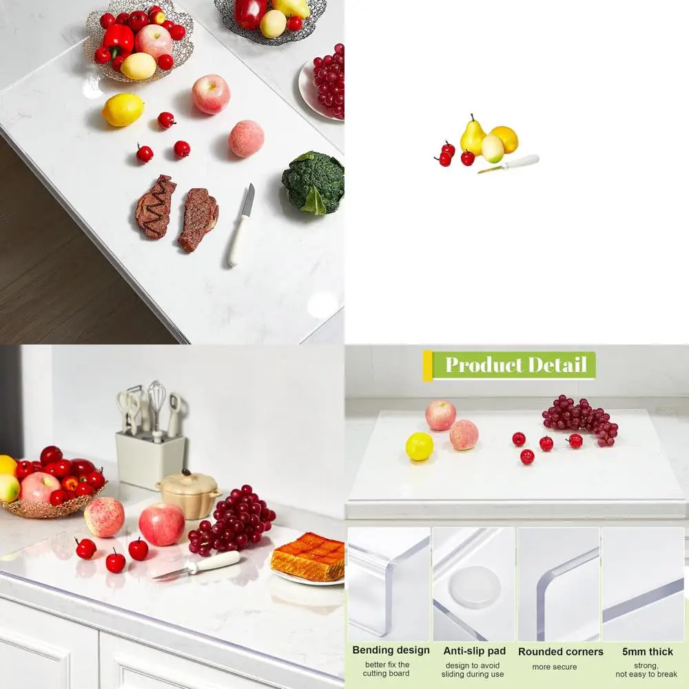 

Shatter-Resistant 36x24 Clear Acrylic Cutting Board with Lip and Non-Slip Surface for Kitchen and Restaurant Use