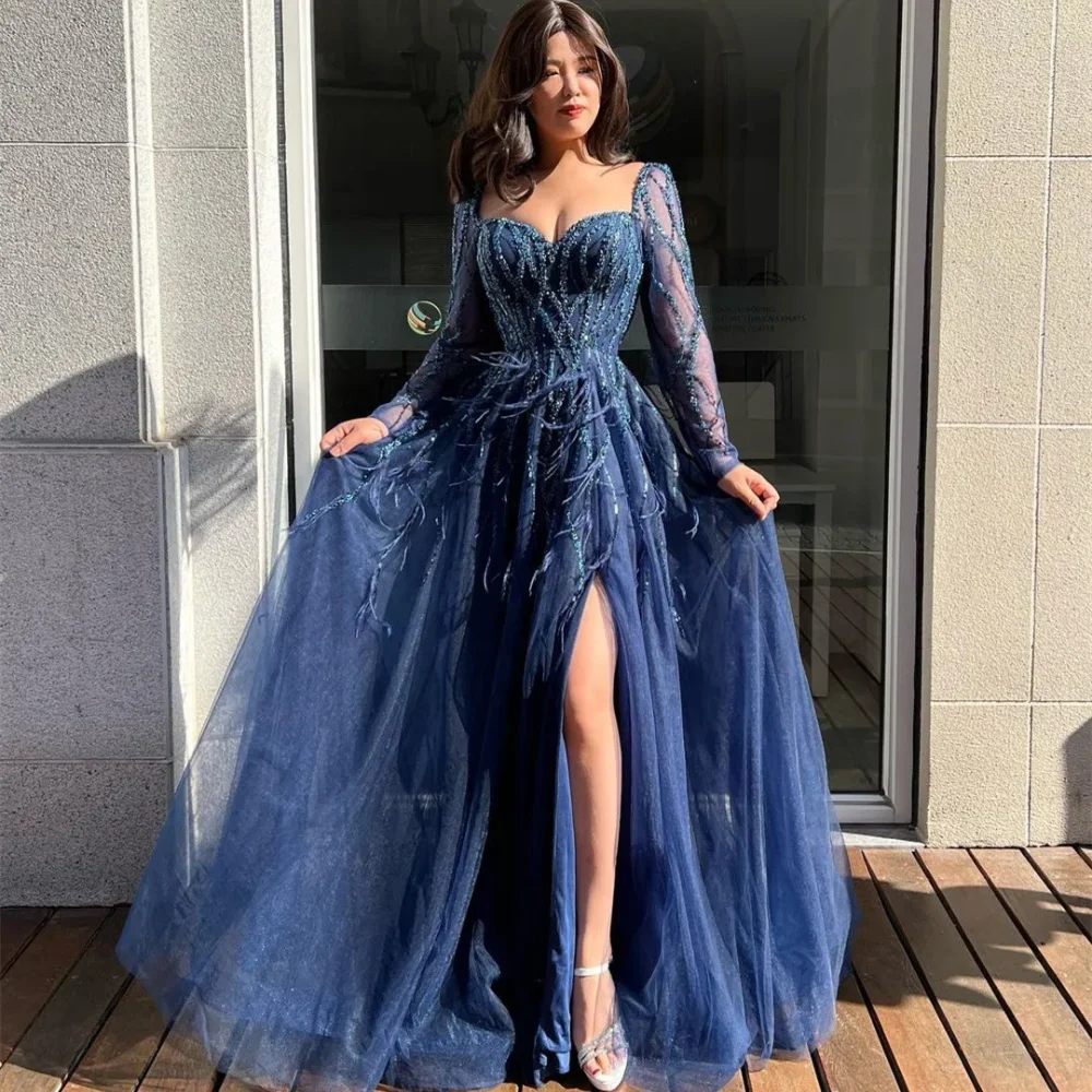 Customized Elegant Sweetheart A-line Evening Dresses Tassel Lace Layered /Tulle Floor length Prom  Exquisite vestidos de nocheفس