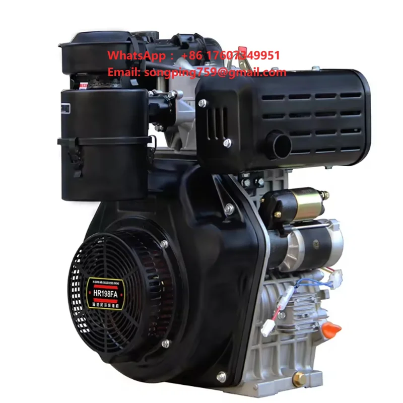 198FAE Electric Start 16 HP Single Cylinder Air-Cooled Diesel Engine with 9L Displacement New Condition Small Machinery Engines