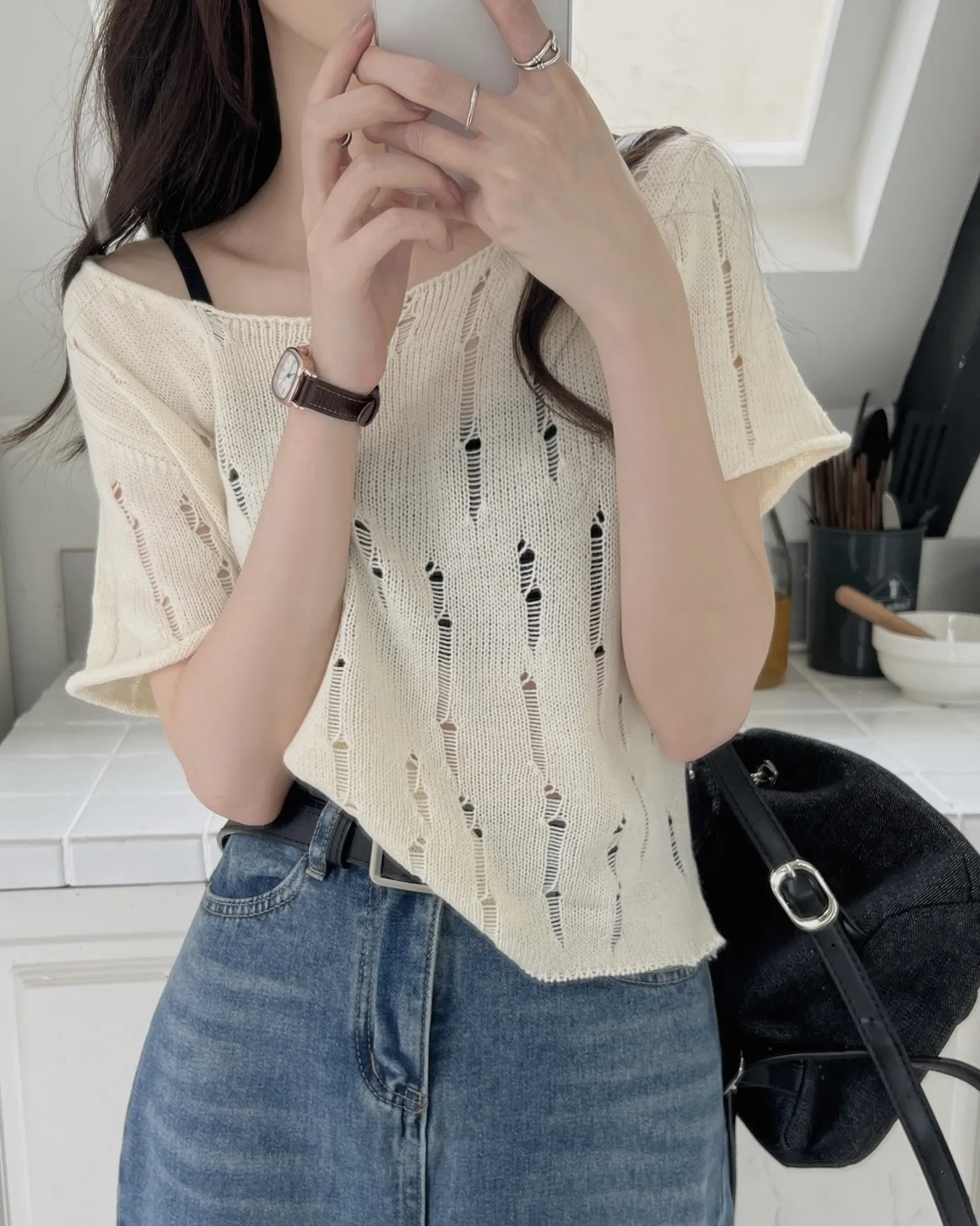 

T-shirt Knitted Short Short-sleeved T-shirt Women