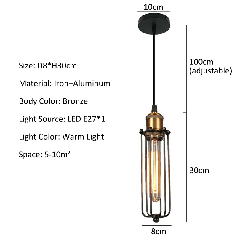 Vintage przemysłowe lampy wiszące lampa wisząca nowoczesny skandynawski czarne żelazna klatka Retro loftowa metalowe lampy E27 oświetlenie wewnętrzne