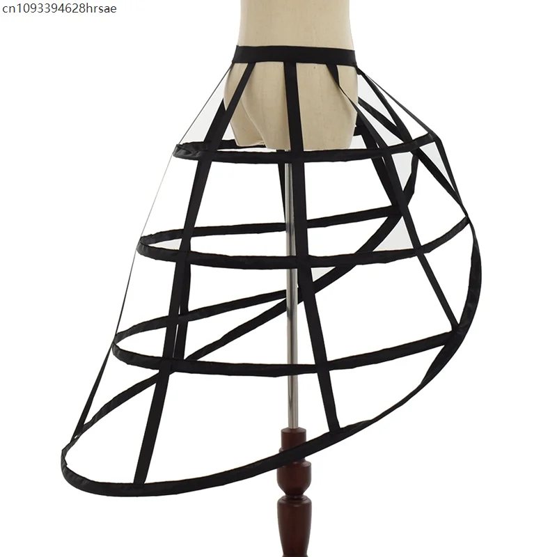 Cage Hoop Petticoat Women Irregular Crinoline Skirt Pannier White Black Wedding Bridal Underskirt Bustle