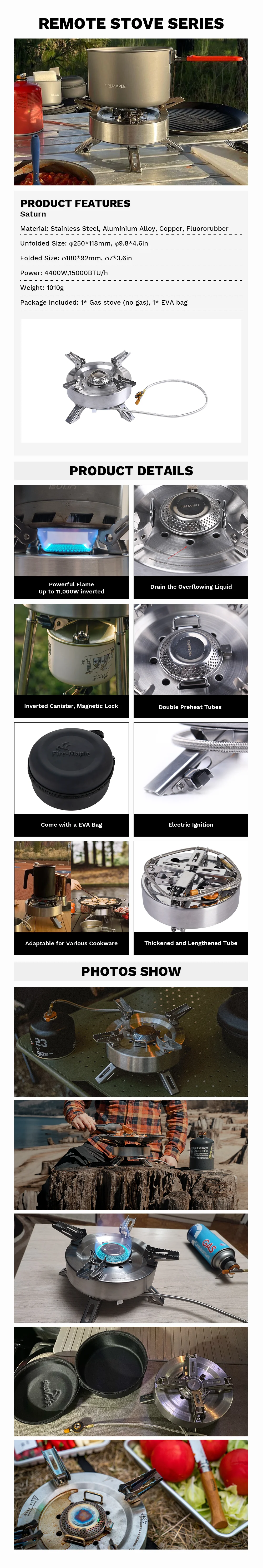 Feuer Ahorn Saturn Split Gas Brenner Doppel-vorheizung Faltbare Kochen Gasherd Outdoor Camping 4400 W-11000 W High-power Gasherd – Detail 2