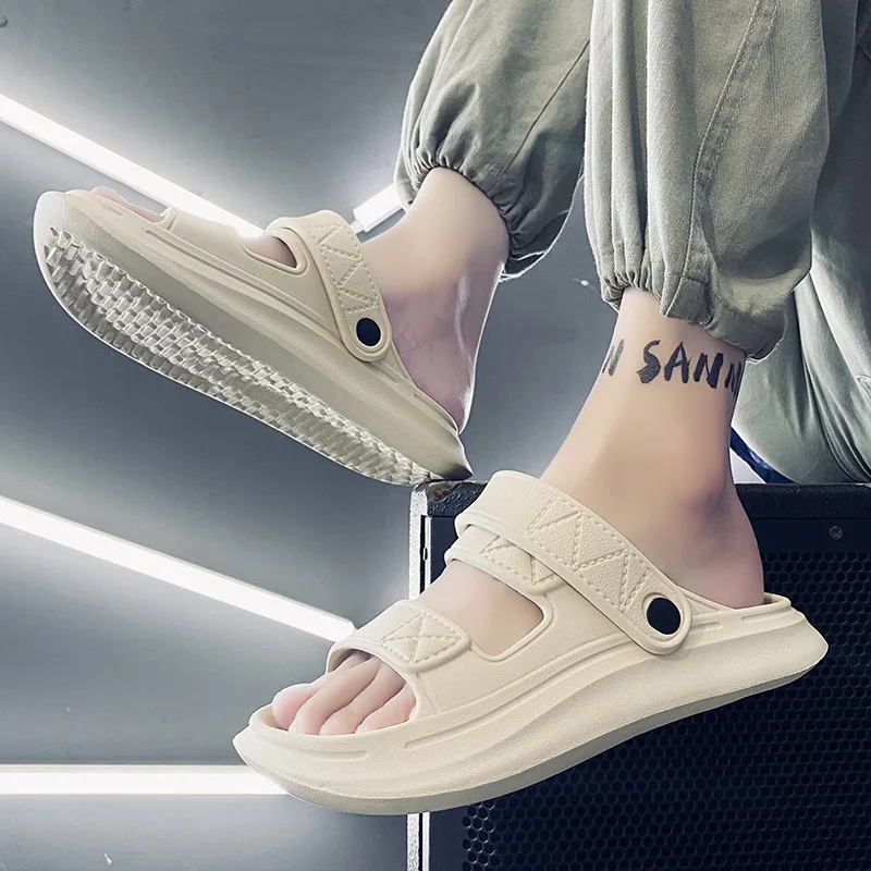 

New Summer Men Sandals Beach EVA Thick Bottom Slippers Fashion Lightweight Non-Slip Slides Indoor Outdoor Flip Flops Wholesale