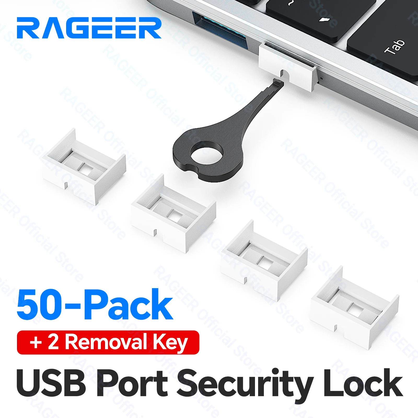 RAGEER USB-slot met sleutel, stofdichte USB-stekkerconnector, fysieke anti-gegevenslekkage voor laptop, server, desktop, switch, router
