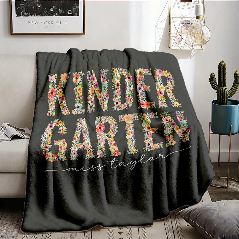 Custom  Teacher Flannel Blanket First Day Kinder Matching Group T