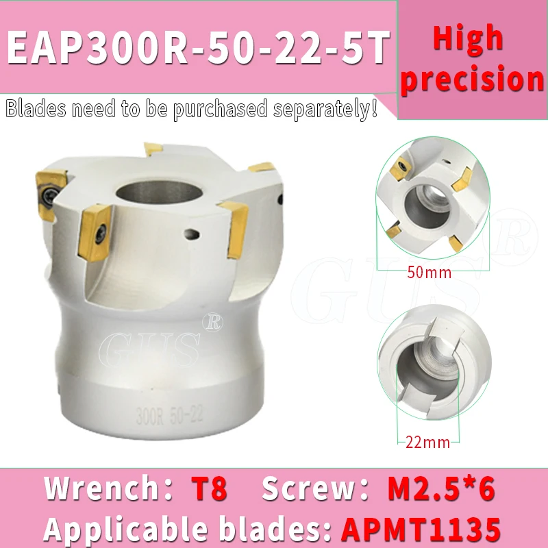 High Precision BAP EAP 300R 400R Shoulder Face Right Angle Milling Cutter Head40 50 63 80Cut metal lathe blade APMT1135 APMT1604