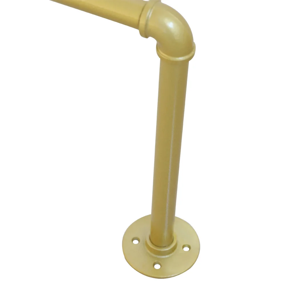 Bedroom Wall Mounted Clothing Rack, Clothing Rack for Hanging Clothes, Industrial Pipe Garment Rack Gold 120*30cm/47*11.8in