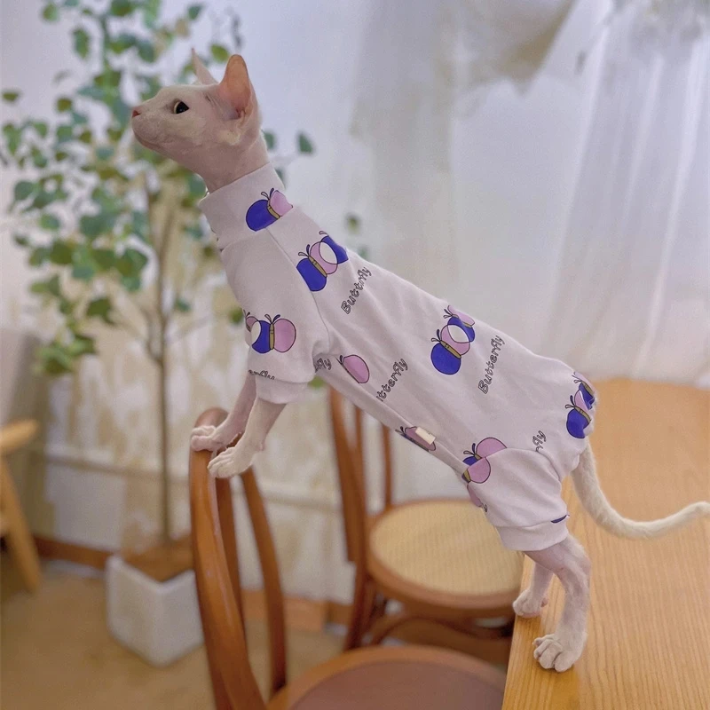 Modischer Sphynx-Katzenpullover, warme Kleidung für haarlose Katzen, bequemer Baumwoll-Rollkragenpullover für Devon Rex Katzen, Oberbekleidung – Detail 24