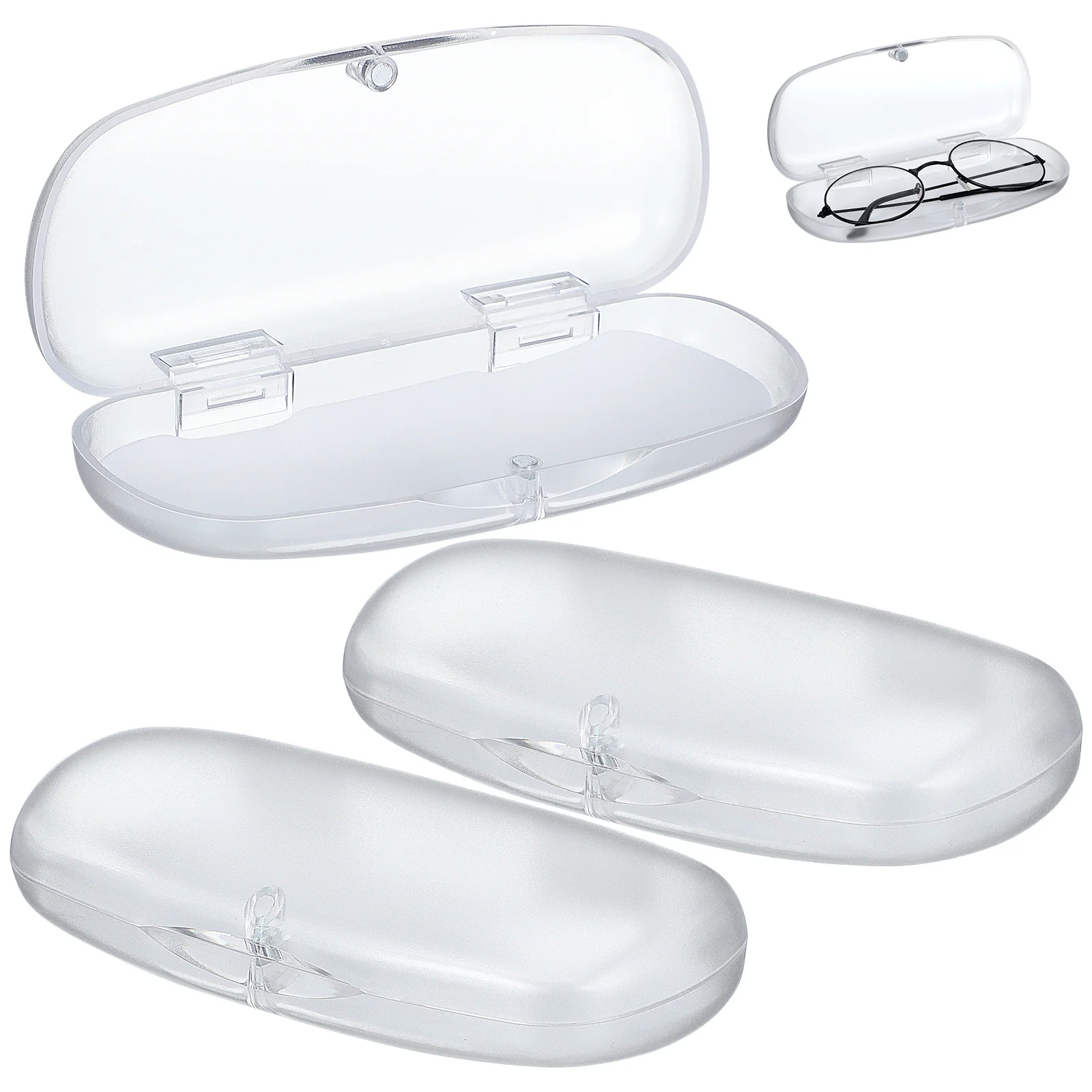 

3 pcs Glasses Case Plastic Eyeglasses Storage Box Frosted PVC Holder Sunglasses Protector Lightweight Portable Durable for Men