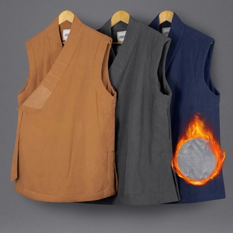 

Халат монаха, зимний жилет с хлопковой подкладкой, теплые утепленные топы для боевых искусств ушу, топы с крыльями Чун, даосские куртки шаолиньского монаха