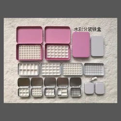 Caja de lata de acuarela para pinturas, paleta vacía, Mini bandeja de pintura de diyPaint, suministros de pintura, 6, 12, 15, 20 rejillas