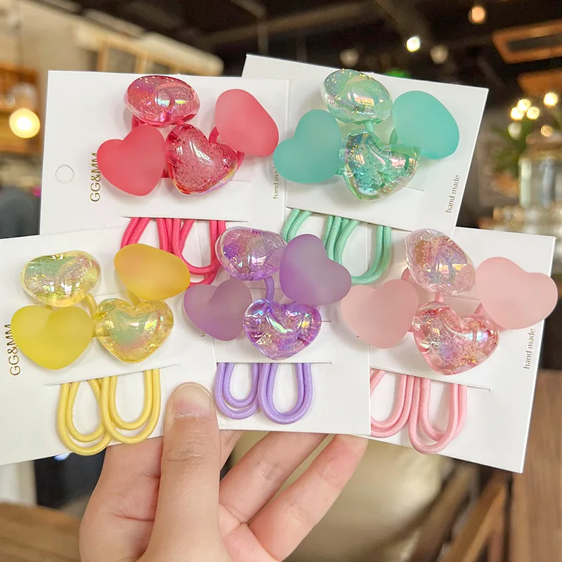 

Korean Style Heart Hair Rings Twisted Design Colorful Elastic Ponytail Ties for Toddler Girls Soft Non Slip Headwear