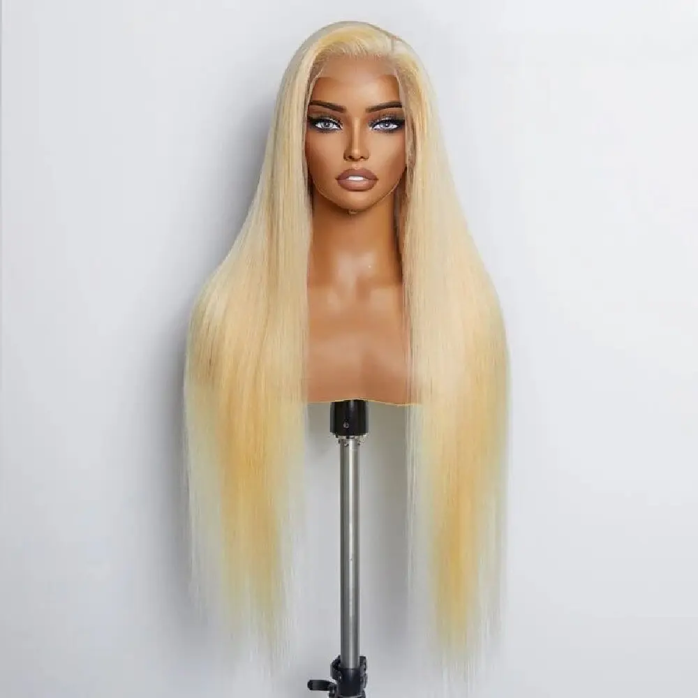 

Прямой парик из натуральных волос 13x4 HD с прозрачной кружевной основой, цвет 613 блонд, без клея, 30-40 дюймов, плотность 200%