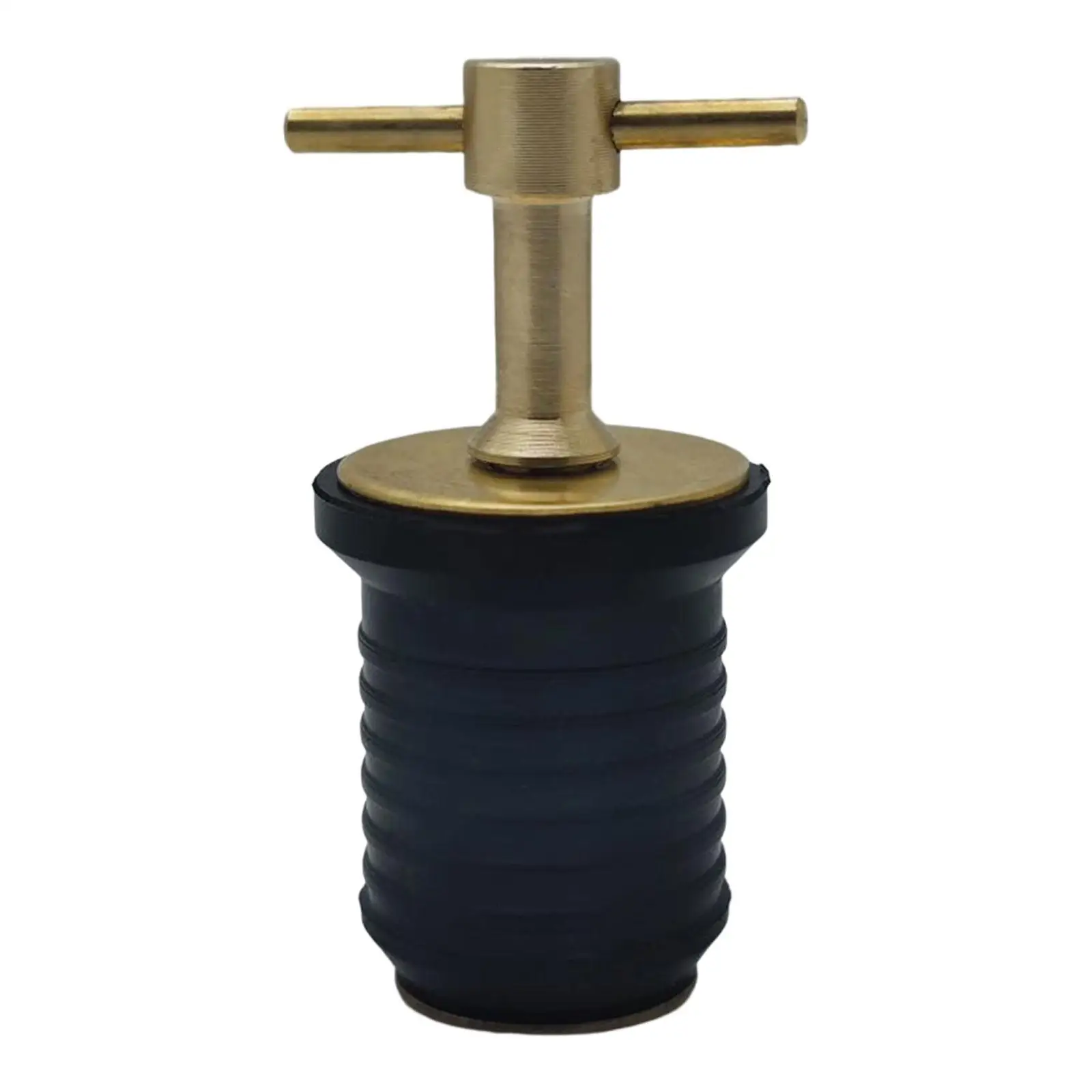 Heavy Duty T Handle Boat Drain Plug Rubber Brass Lock for Marine Kayak 1 Inch Water Outlet