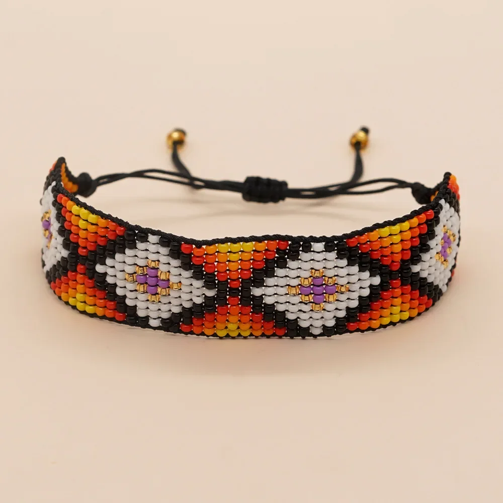 Rice bead bracelet Originality Geometry Character Design Hand knitting Bohemia Adjustable Fashion Simple Female Beaded bracelet
