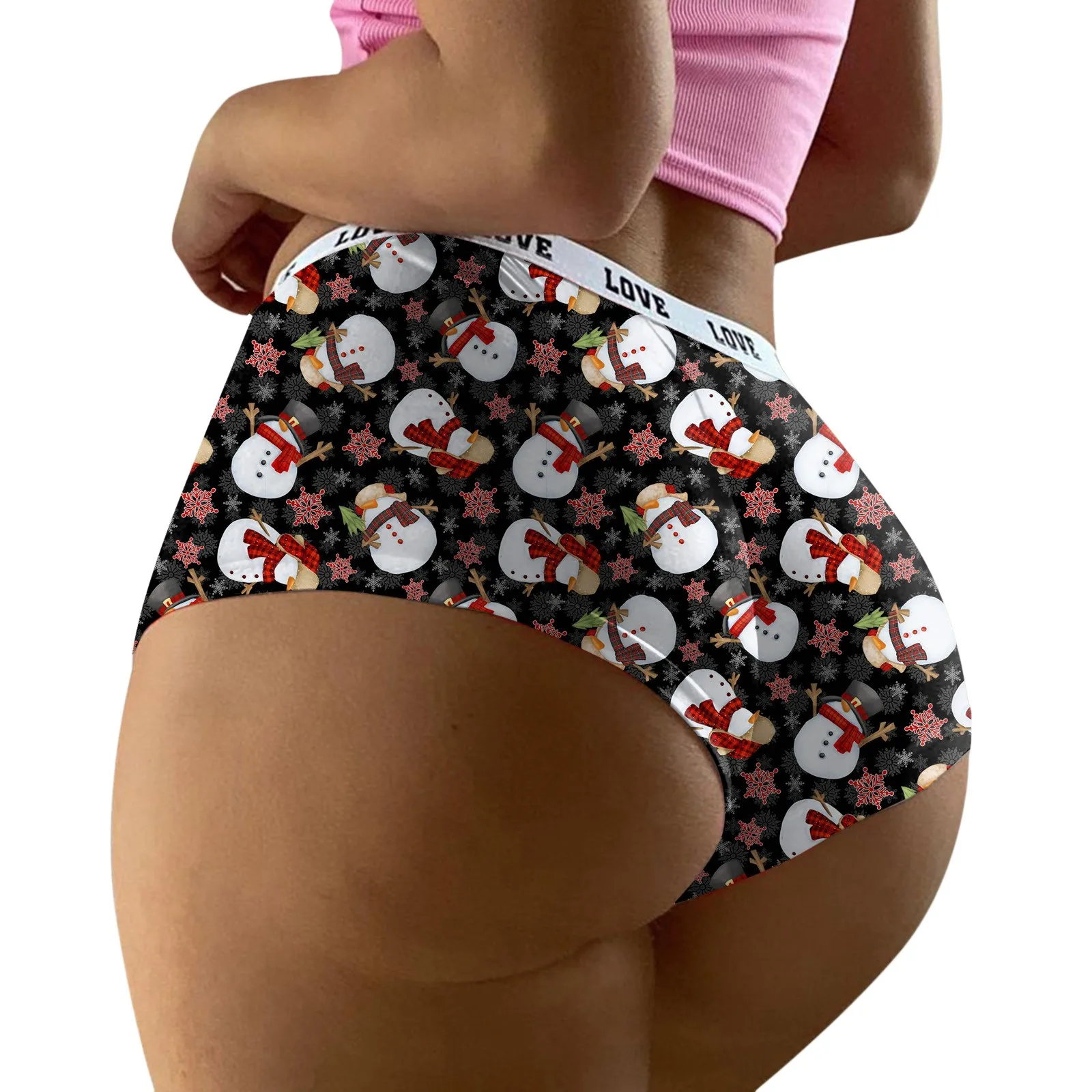 Womens Christmas Print Shorts Funny Brief Underwear Boyshort Ladies Panties Pajamas plus Size Womens Underwear Seamless