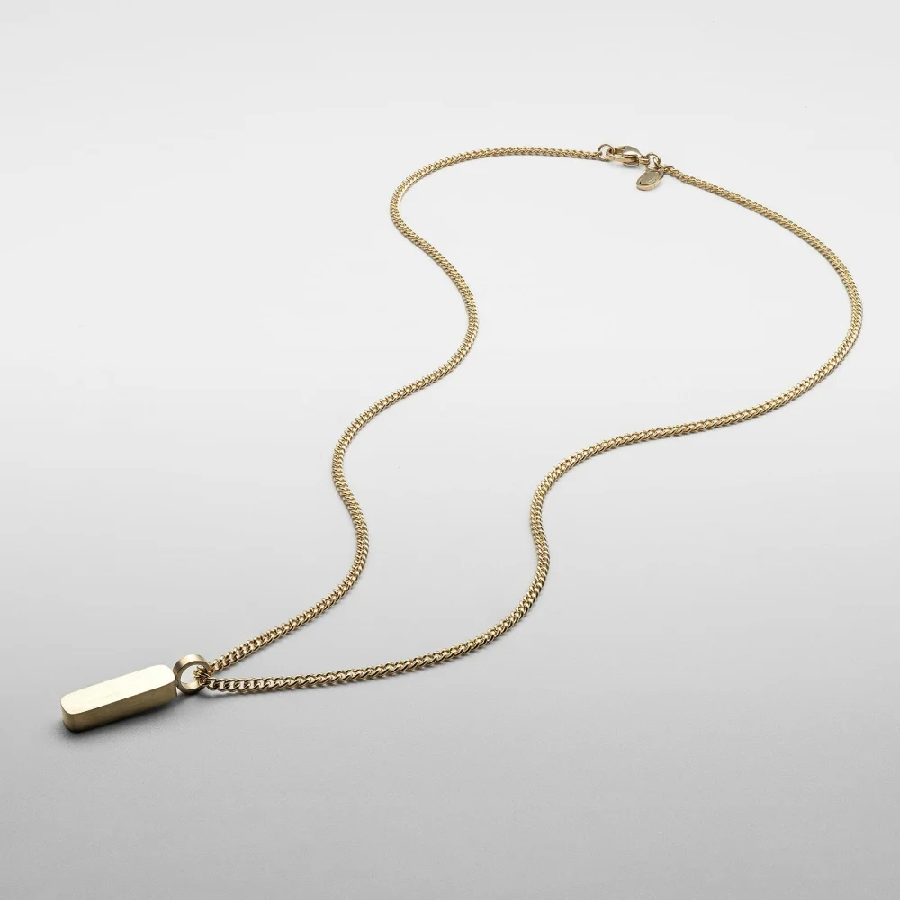 Einfache Halskette mit kleinem Anhänger aus gebürstetem Edelstahl, Retro-Herrenanhänger, modischer Schmuck aus Titanstahl. – Detail 6