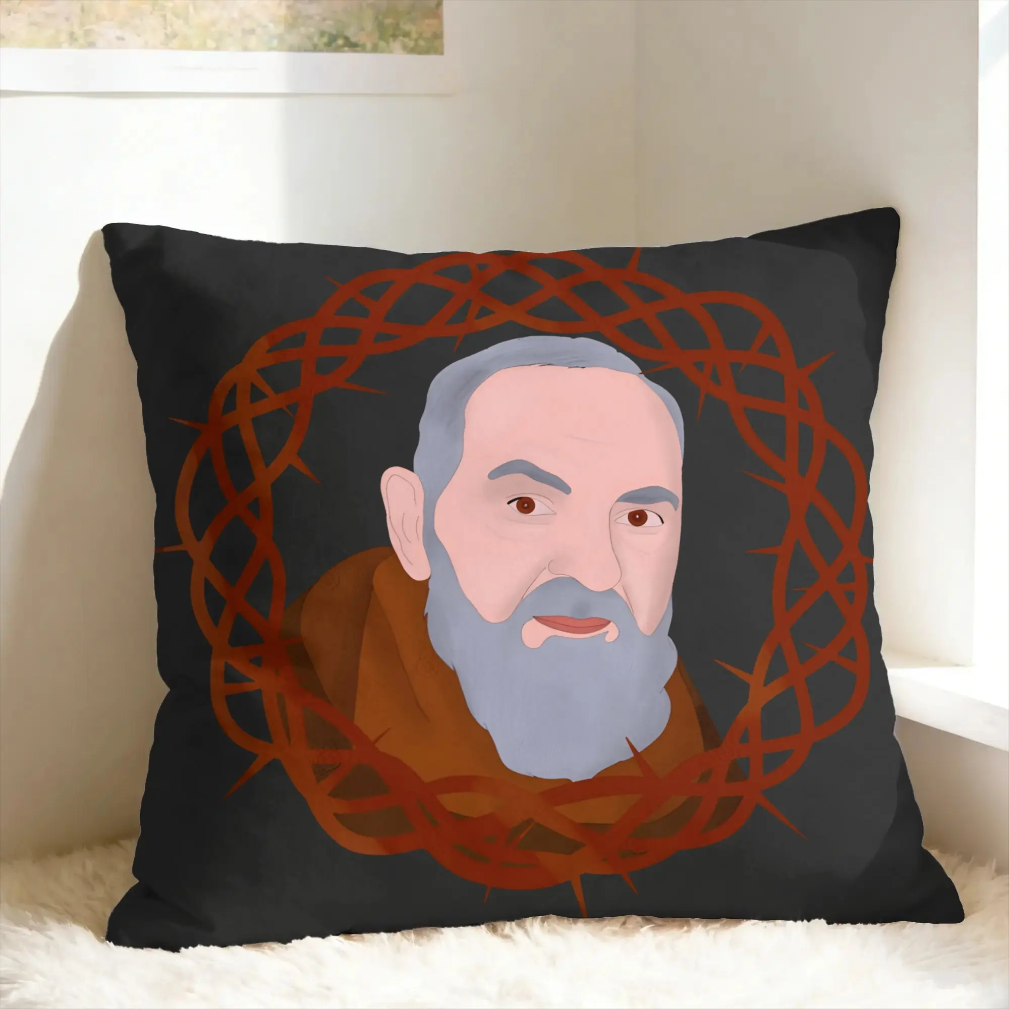 Padre Pio Of Pietrelcina Pillow Cover Stay With Me Square Cushion Cover Fashion Pillow Case For Sofa Bedroom Home Decor