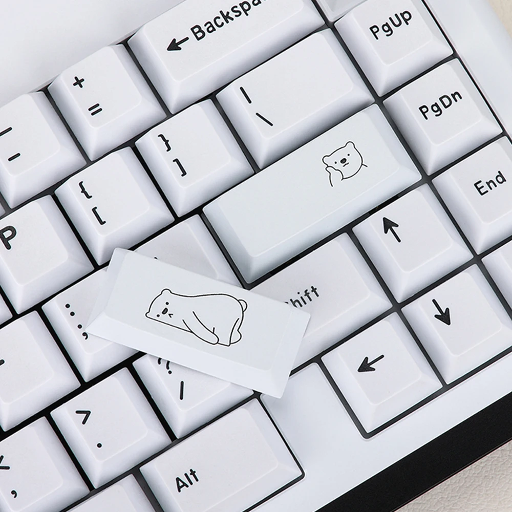 

Cute Bear White 2.25U Enter Keycaps Original Height Aluminum Metal Keycaps for Cross Switch Mechanical Gaming Keyboards Key Caps