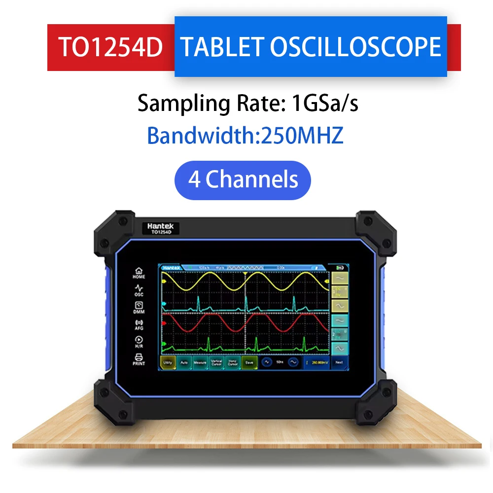 Image of Hantek TO1254D 4-Kanal 250MHz Digitales Speicheroszilloskop 25Hz Arbiträrer Signalgenerator FFT-Analysator 8M Speichertiefe