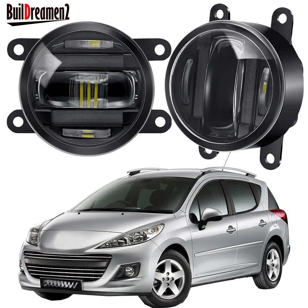 

2IN1 Function Aluminum Fog Light + DRL For Peugeot 207 2006-2012 Car External LED Fog Daytime Running Lamp High Bright