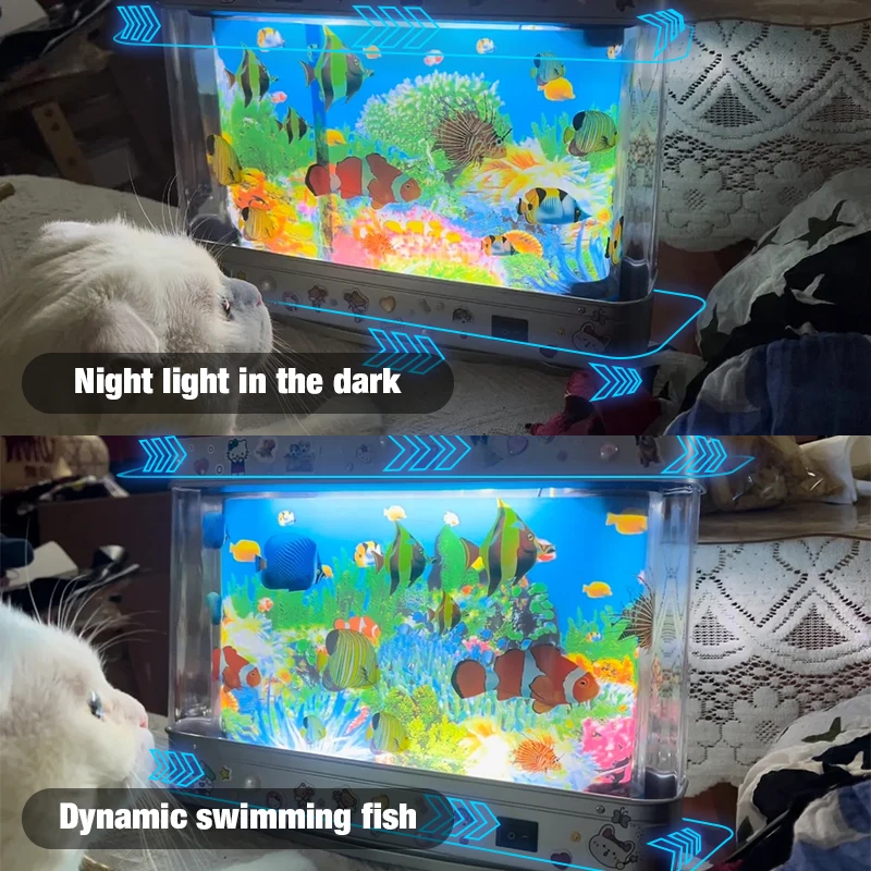 LED Artificial Tropical Fish Tank Lamp,Dolphin Aquarium Decorative Night Light,Virtual Ocean Dynamic Table Lamp,INS Decor Gifts