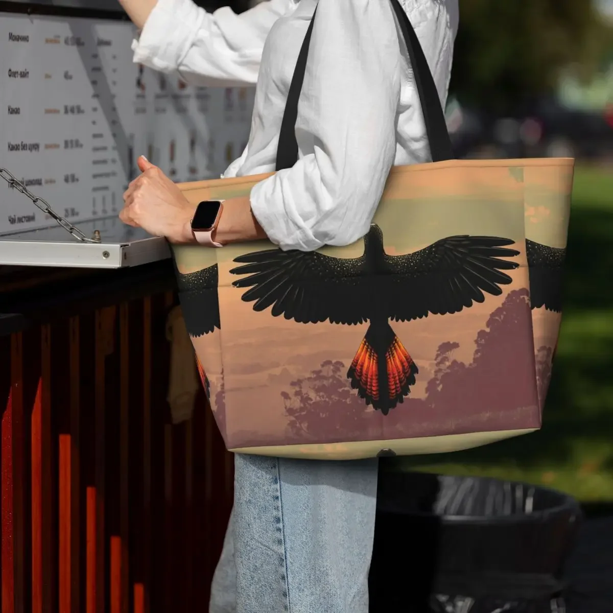 

Red-Tailed Black Cockatoo - Australian Bird Beach Tote Bag Sport Gym Yoga Duffle Large Tote Bag Women Travel Bag Fitness bag