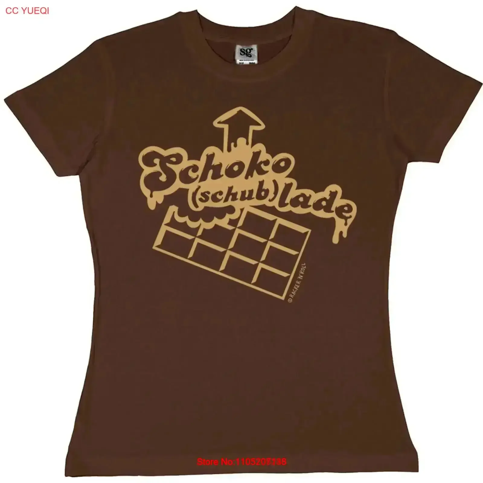 CHOCOLATE DRAWER Cream Print Girl's T Shirt Brown vintage Washed Soft Breathable graphic Versatile designer clothes vintage