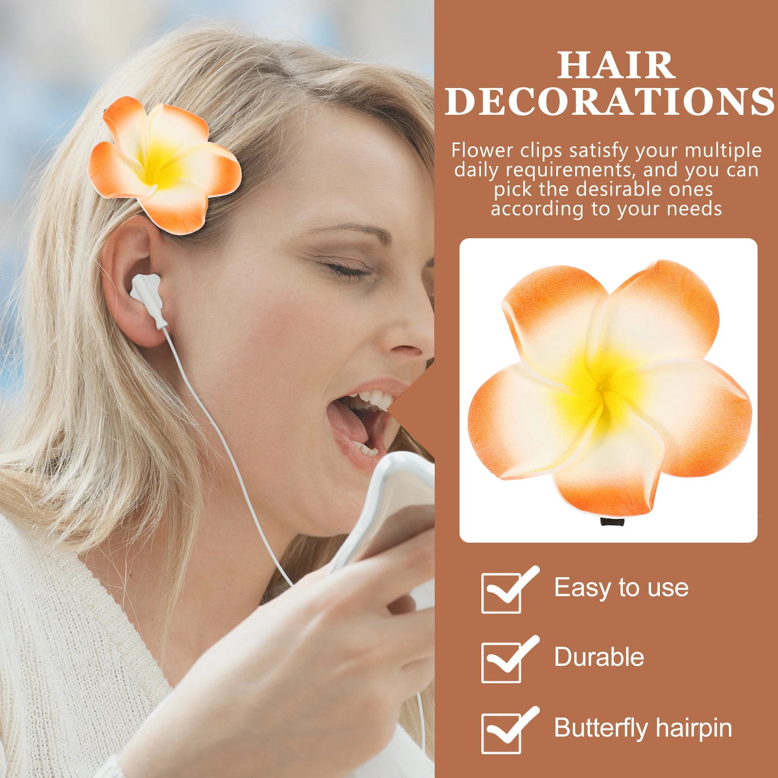 

12 Pcs Hair Clips Hawaiian Flowers for Girls Women Floral Accessories Floral Hair Clip Color Wedding Prom