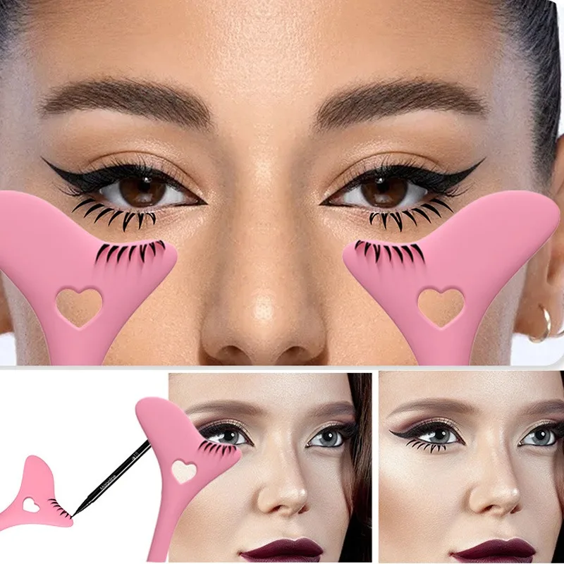 2Pcs Eye Makeup Aid Tool Set Eyelash Stamps Eyeliner Helper Eyebrow Rulers  for Eyeliner Eyelash Eyebrow Lip Line