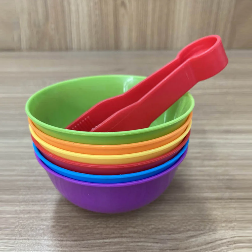 2 Sets Rainbow Counting Soft Animal Classification Cups Sorting Bowls Tweezers Kids Educational Toys Color Matching Math