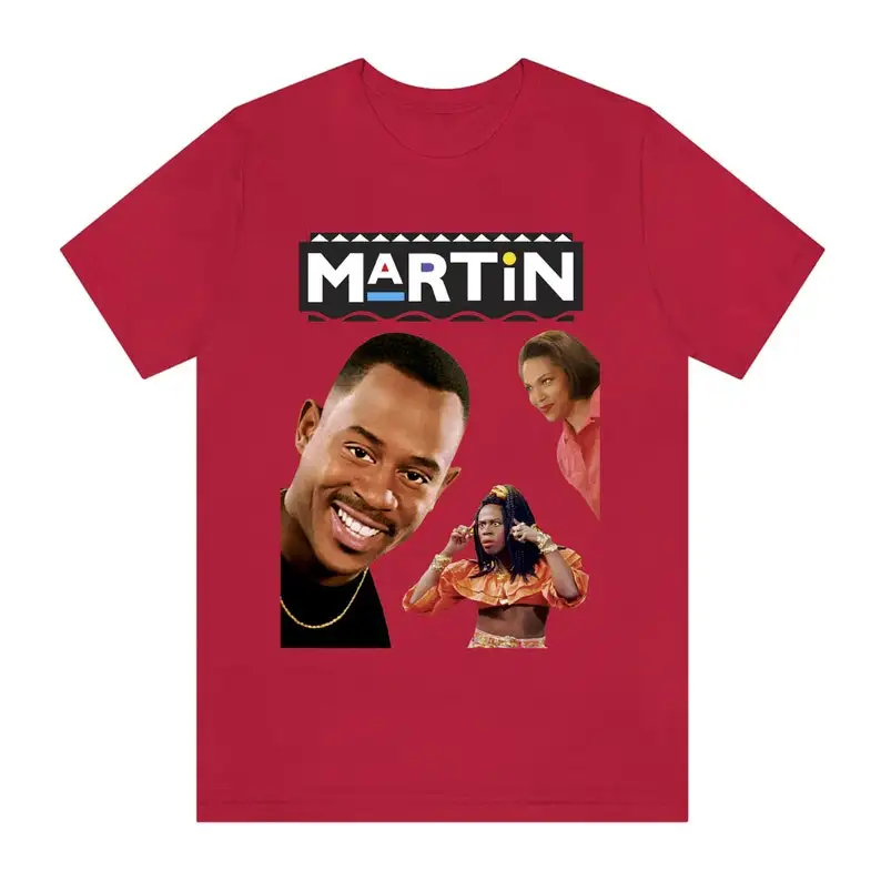 Martin TV Show Gina Camiseta roja azul gris para hombre talla S a 5XL