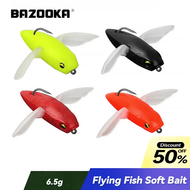 Bazooka 6.5g/55mm Fishing Lure Sea Flying Fish  Tuna Trolling Bird Shaped Teaser For Fishing wing Soft Bait Tackle