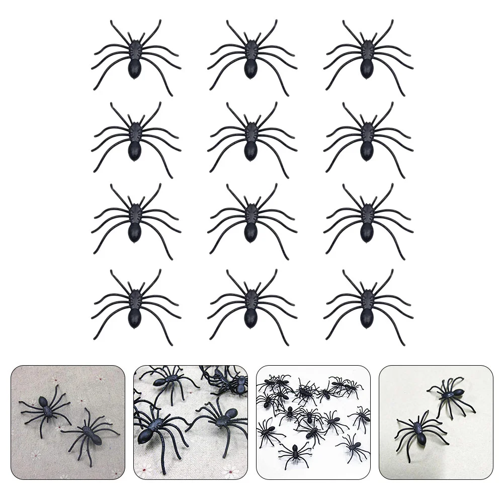 แมงมุมพลาสติกสีดําฮาโลวีน Decors Soft Spider ของเล่น Prank Joke น่ากลัว Bugs Party Table Decor กันน้ําปลอดภัยวัสดุสยองขวัญ