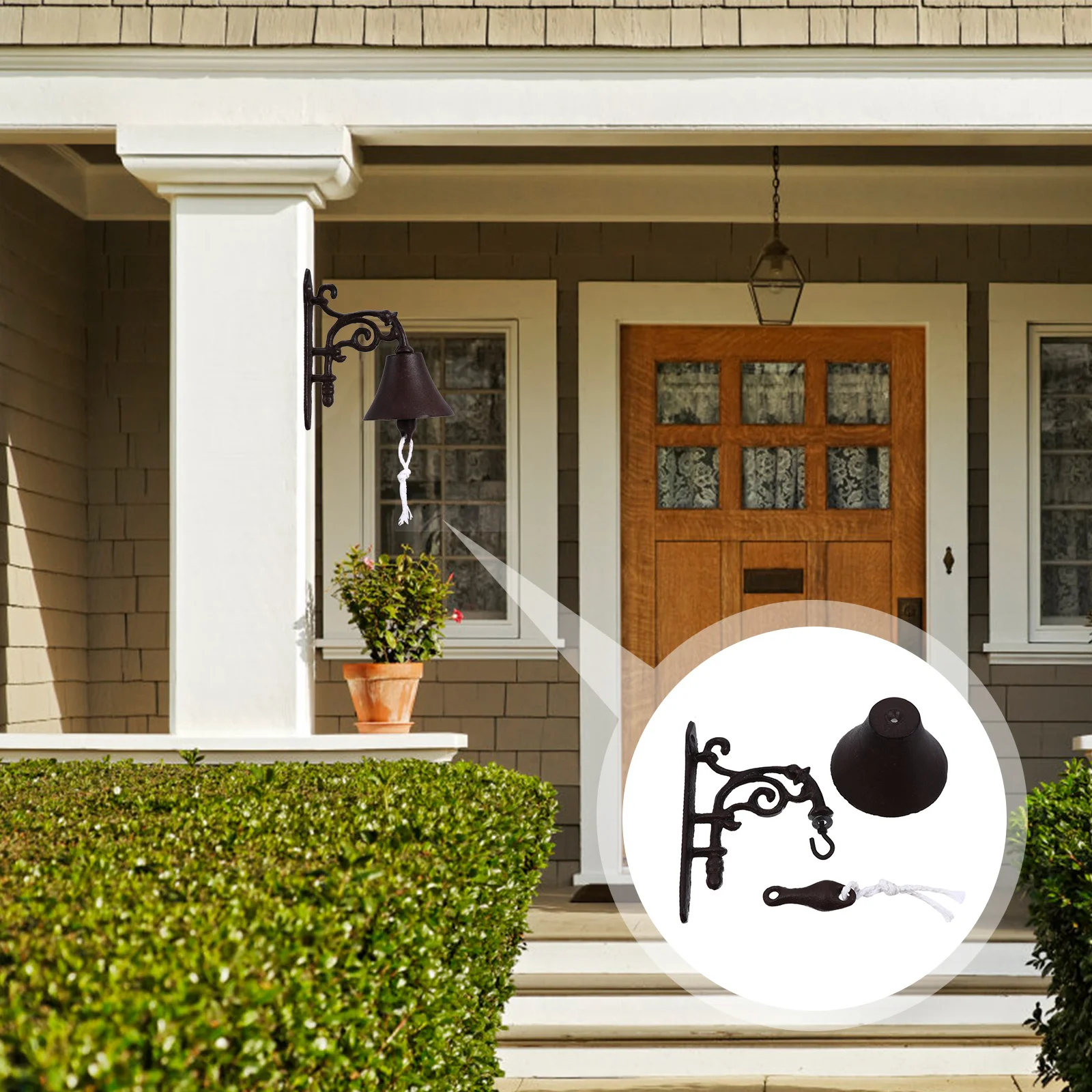 

1Set Vintage Cast Iron Wall Bell Retro Rustic Style Manually Shaking Doorbell Hanging Home Accessories Garden Decor