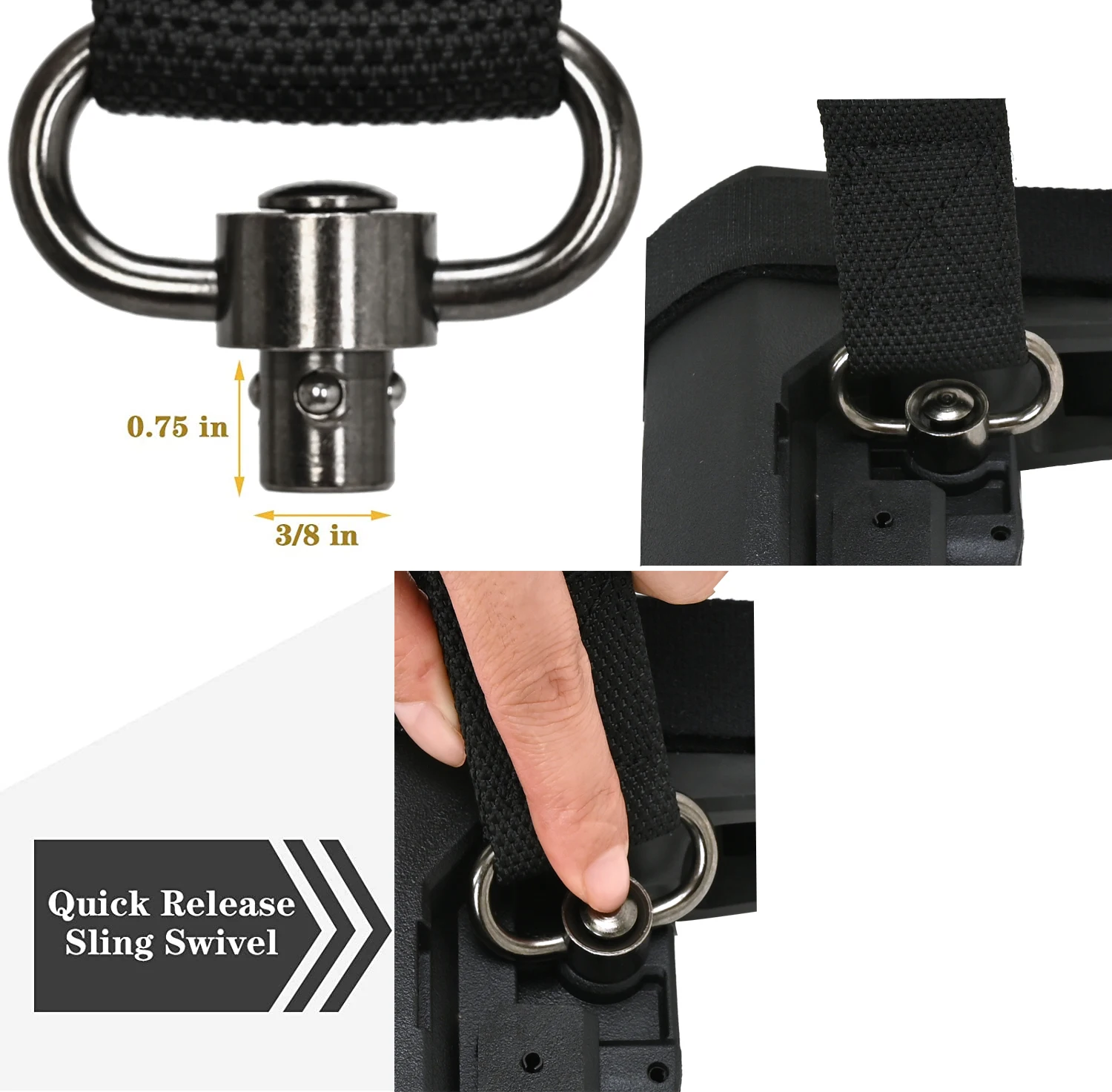 Tactical Hunting Rifle Gun MS4 Sling Strap Quick Detach Dual QD Swivel 2 Points Multi-Mission Sling System Double Point