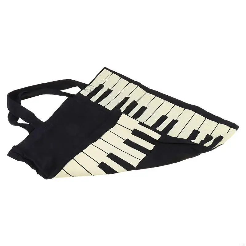 

F68F Hot Fashion Black Piano Keys Music Handbag Tote Bag Shopping Bag Handbag